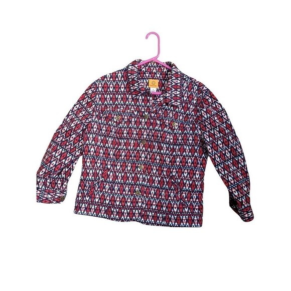 Ruby Rd  women jacket size 16 red white blue geometric   pockets long sleeve - Picture 1 of 9